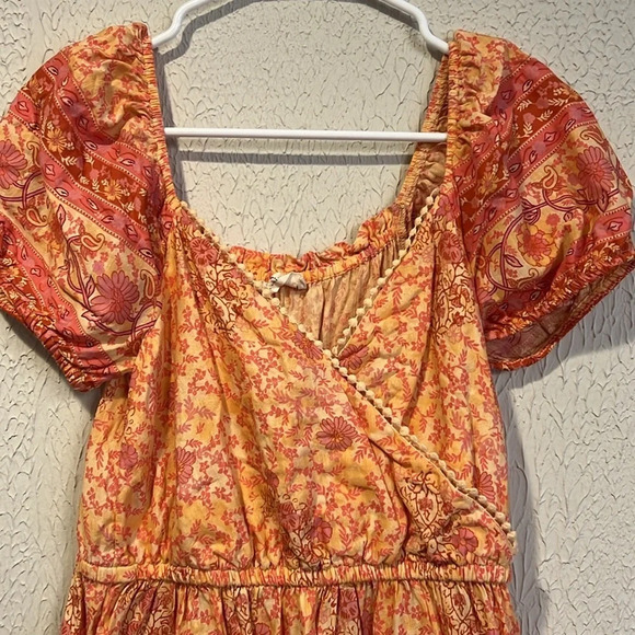 Lucky Brand orange boho midi dress size X small - Picture 5 of 14